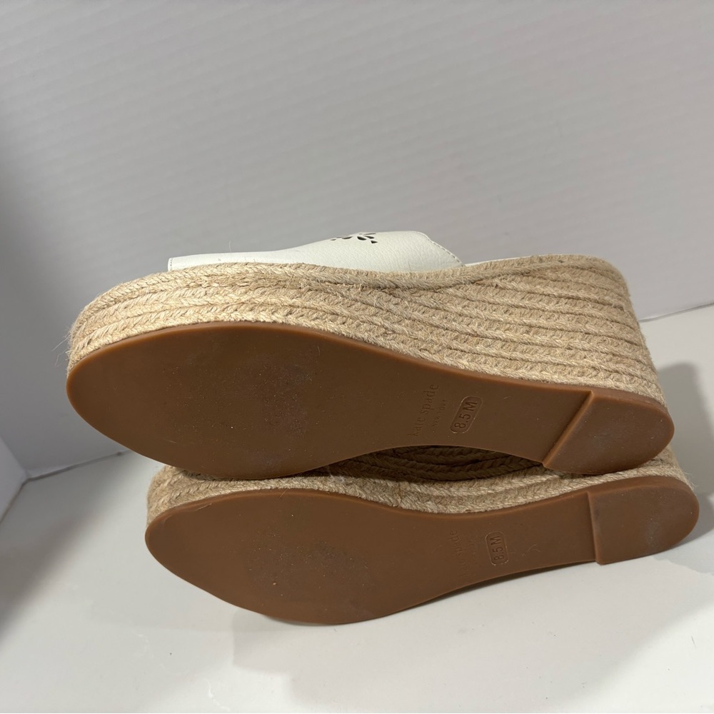 Kate Spade New York Tenley Espadrille Wedge Sandals Laser Cut White Size 8.5 - Picture 7 of 8